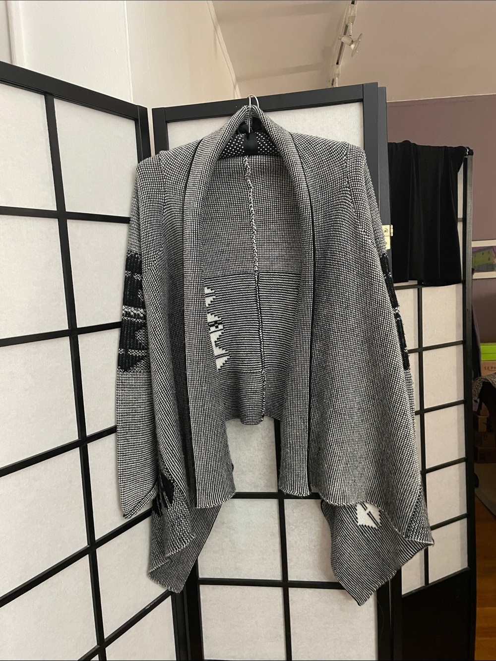 Gray Knit Open Front Cardigan Wrap